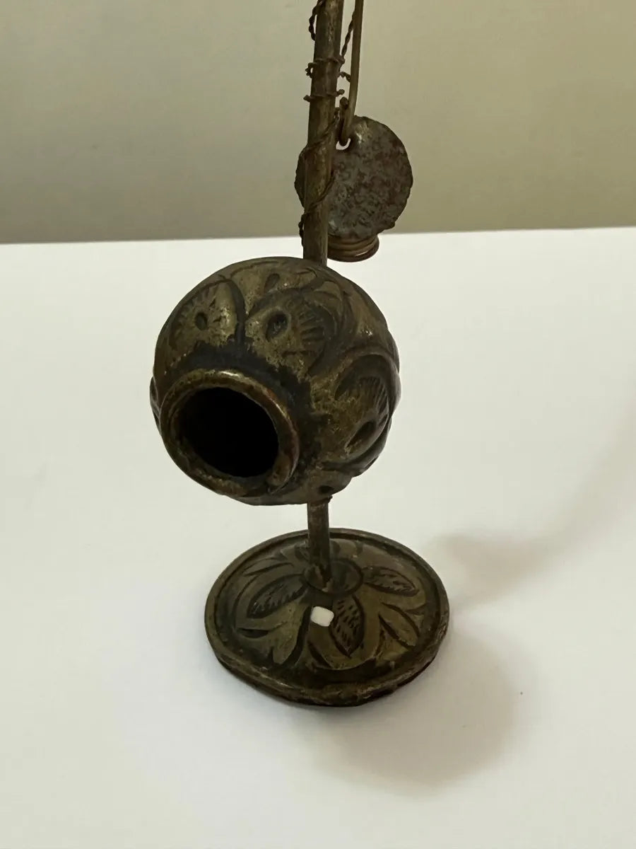 Escultura Antiga Berimbau Em Metal Com Sino 17cm