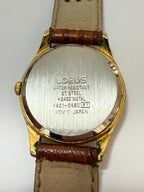 Relógio Antigo Lorus Japonês V821-066 Dourado Pulseira Couro Dourado