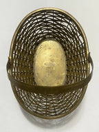 Cesta Antiga Dourada Oval Com Alça Em Metal