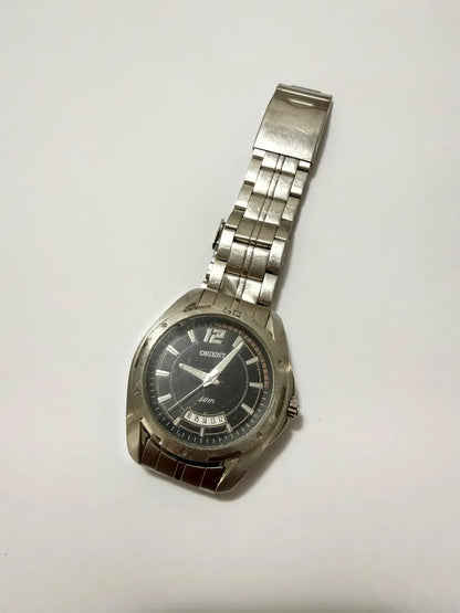 Relógio Antigo Orient Mbss1148 Aço Inox 50m Com Data Prateado