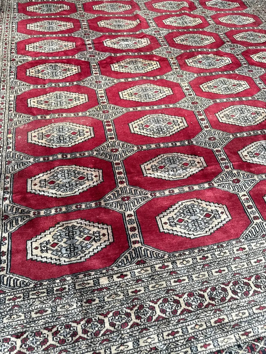 Tapete Bokhara Antigo De Lã Feito À Mão 350x250cm