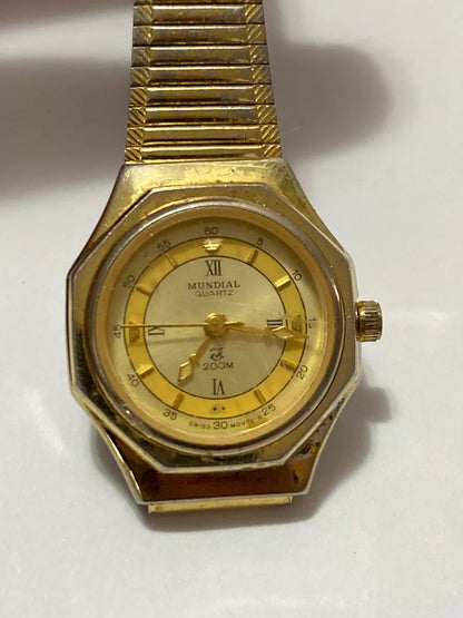 Relógio Antigo Suiço Mundial Quartz Swiss 200m Movt Dourado Dourado