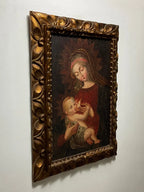 Quadro Pintura Cusquenha Antiga Virgem E Menino Jesus