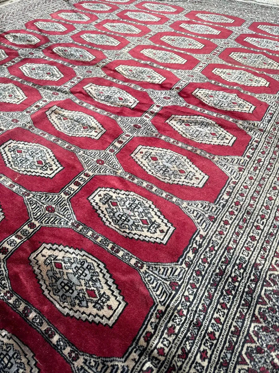Tapete Bokhara Antigo De Lã Feito À Mão 350x250cm