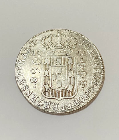 Moeda antiga de Prata de 960 Réis (Patacão) 1816 Rei João VI