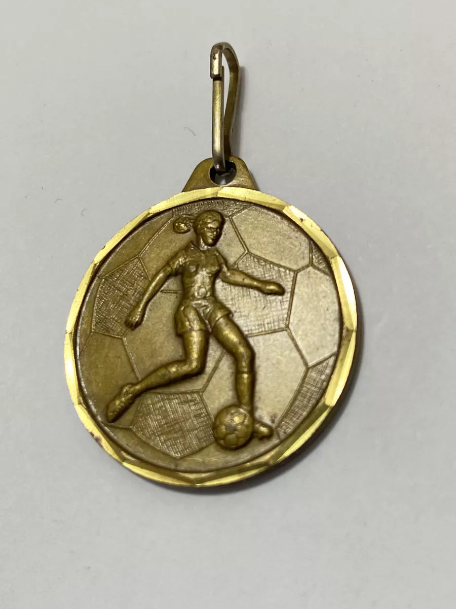 Medalha Antiga Dourada Futebol Feminino
