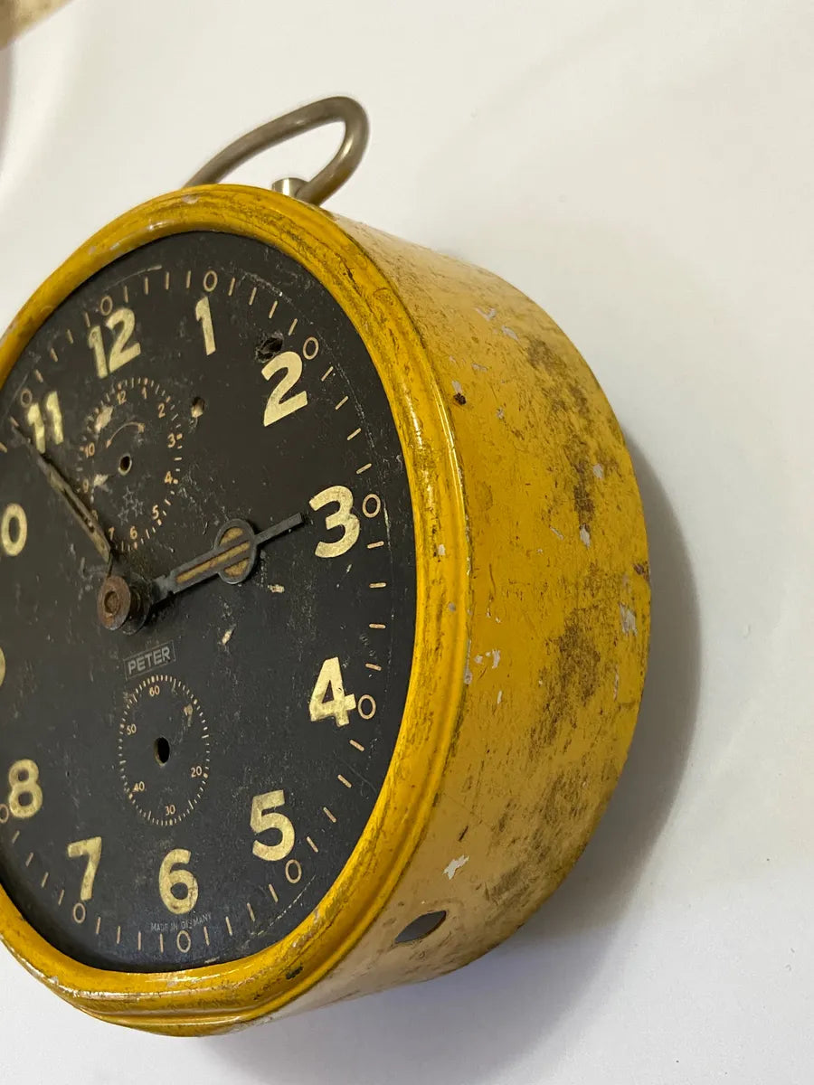 Relógio Despertador Mecânico Peter Alemão Década 50 Amarelo