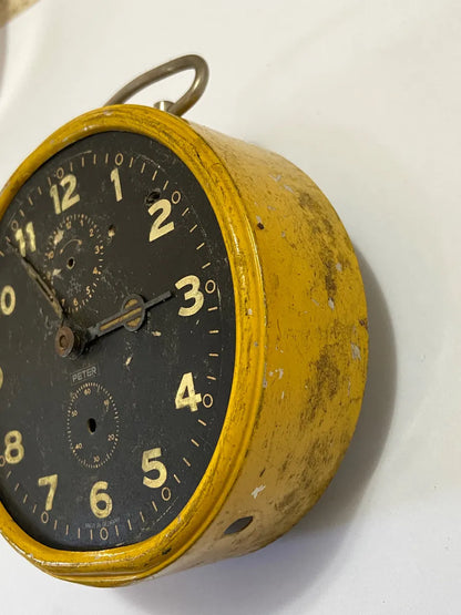 Relógio Despertador Mecânico Peter Alemão Década 50 Amarelo