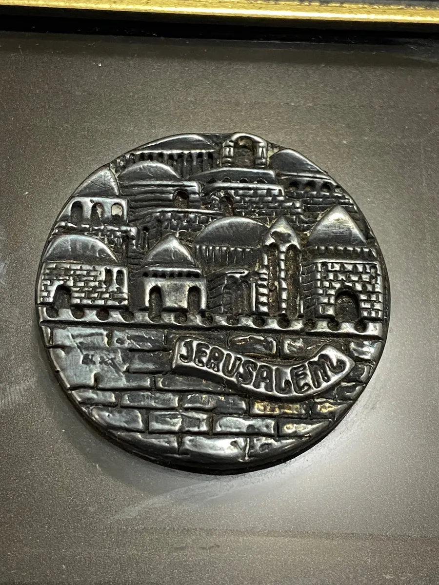 Quadro Jerusalém Em Prata 925 - Zadok Arts Israel Prateado Marrom