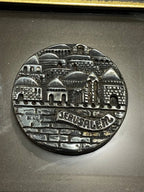 Quadro Jerusalém Em Prata 925 - Zadok Arts Israel Prateado Marrom