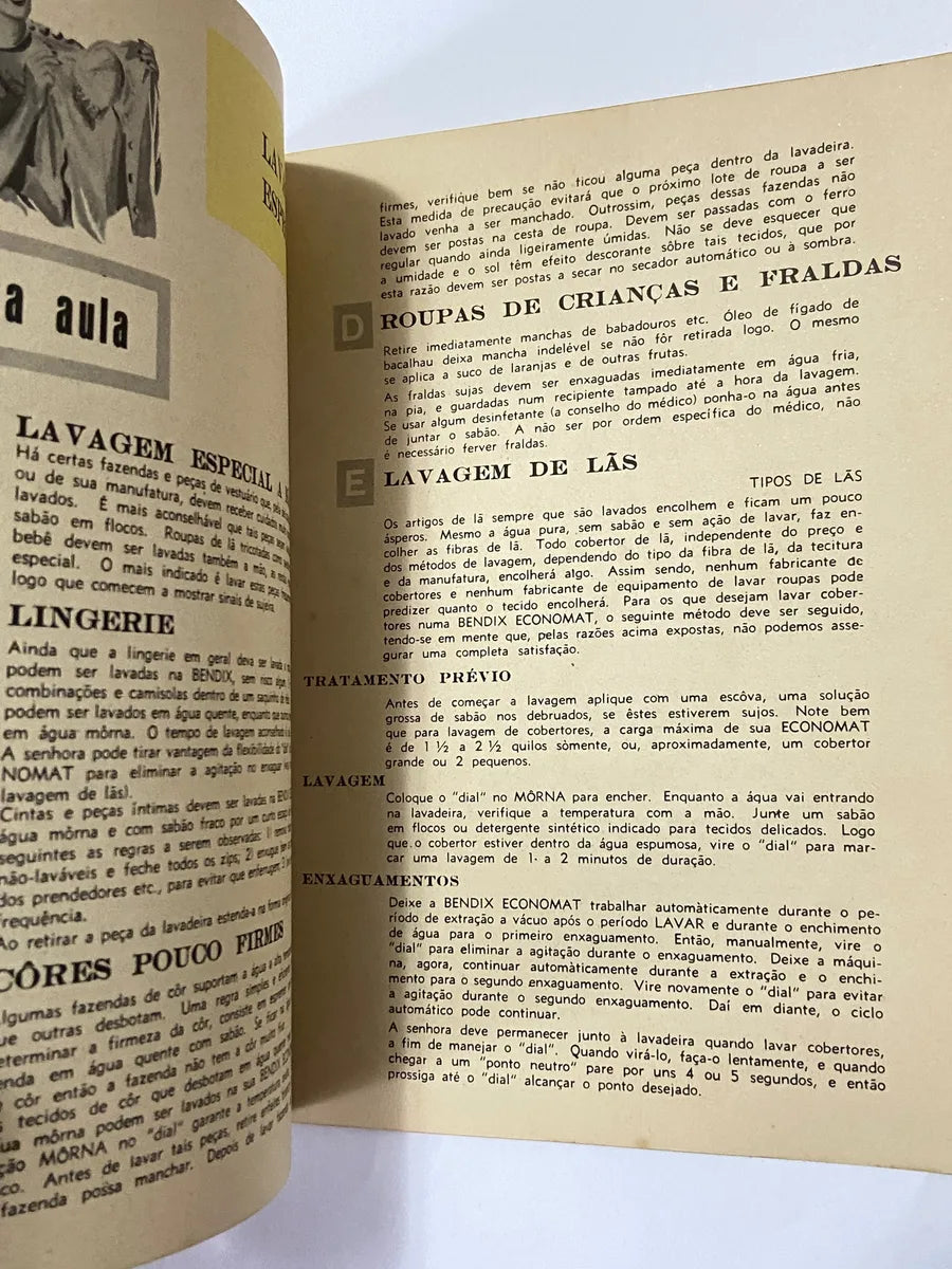 Antigo Manual Bendix Economat Lavadeira Automatica Anos 50