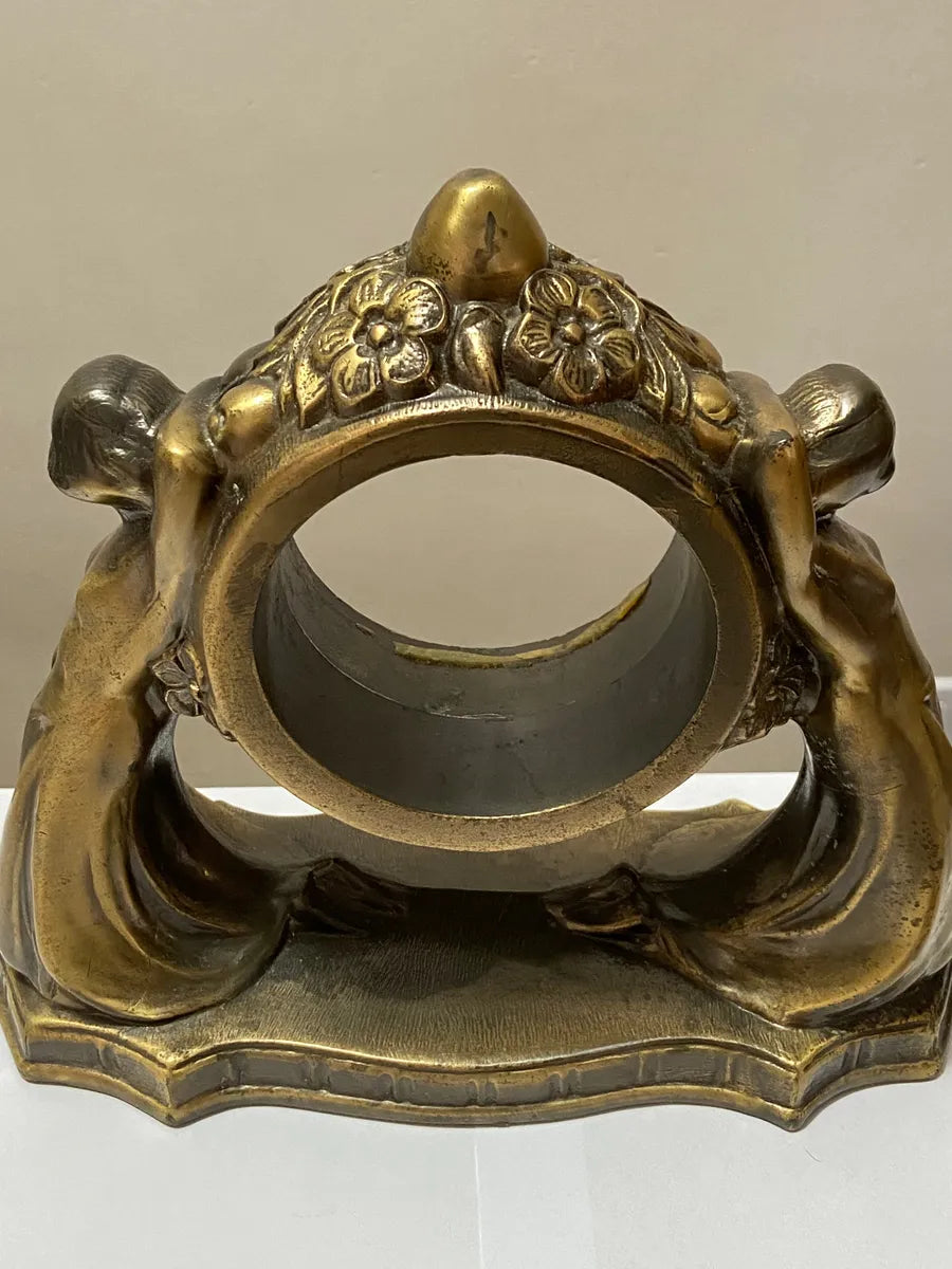 Base Escultura Art Nouveau P/ Relógio De Mesa Antigo Dourado
