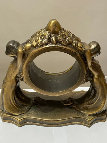 Base Escultura Art Nouveau P/ Relógio De Mesa Antigo Dourado