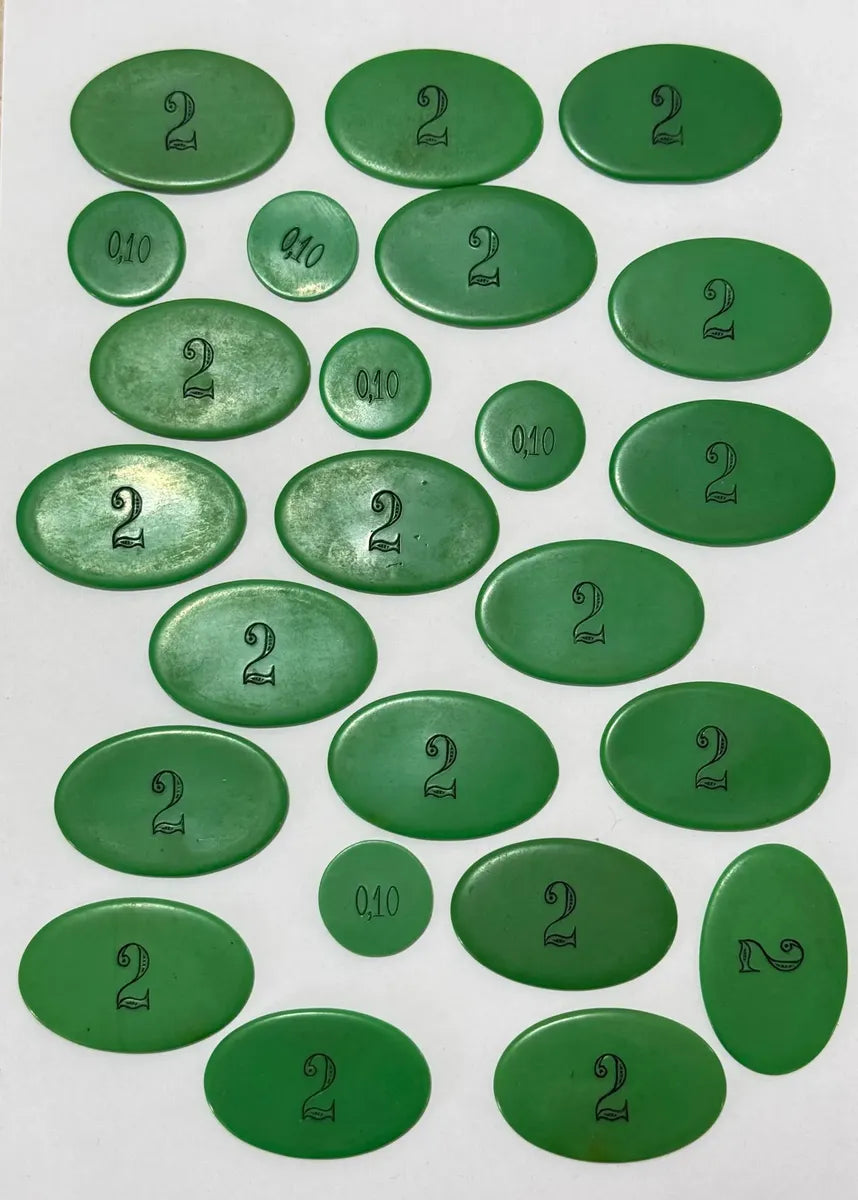 Fichas Antigas Galalite Verdes Jogo Pontuação