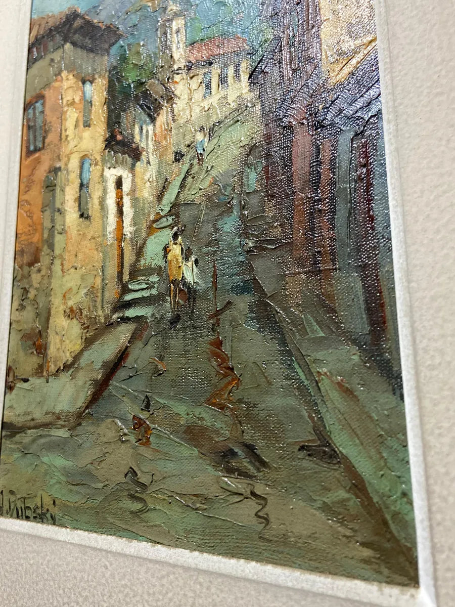 A. Dubsky - Pintura Óleo S/ Tela Casario Antigo