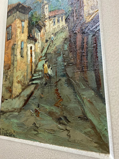 A. Dubsky - Pintura Óleo S/ Tela Casario Antigo