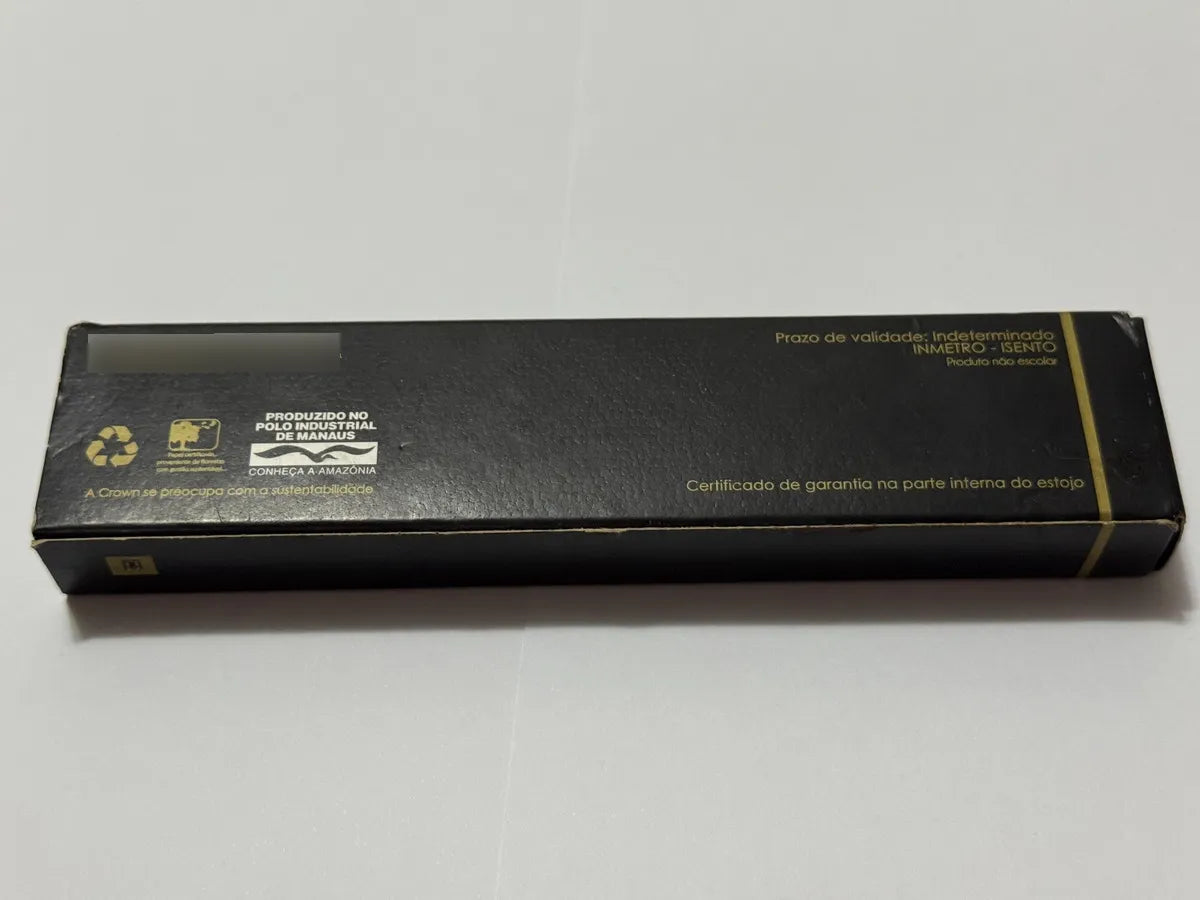 Caneta Antiga Tinteiro Crown Preta E Dourada Com Estojo