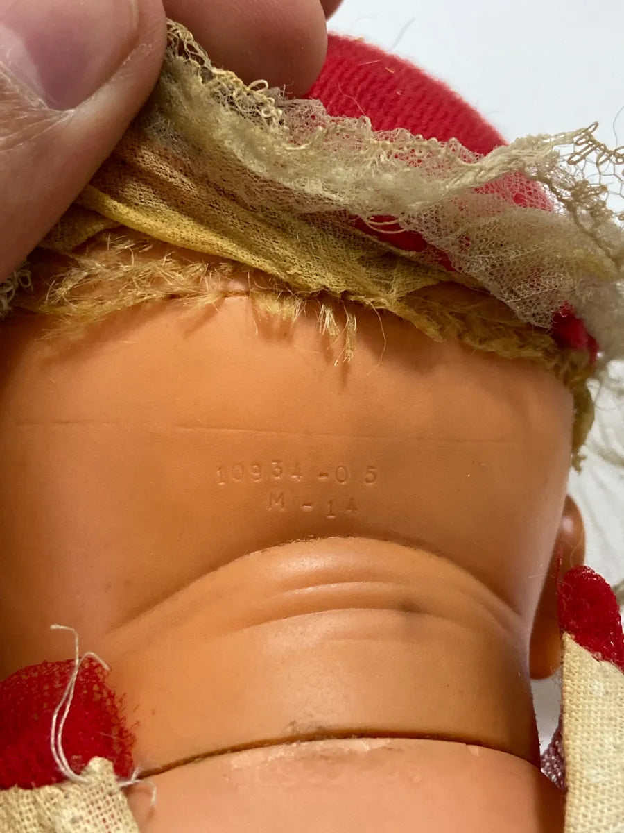 Boneca Antiga Olhos Móveis C/ Vestido Estampado 36cm