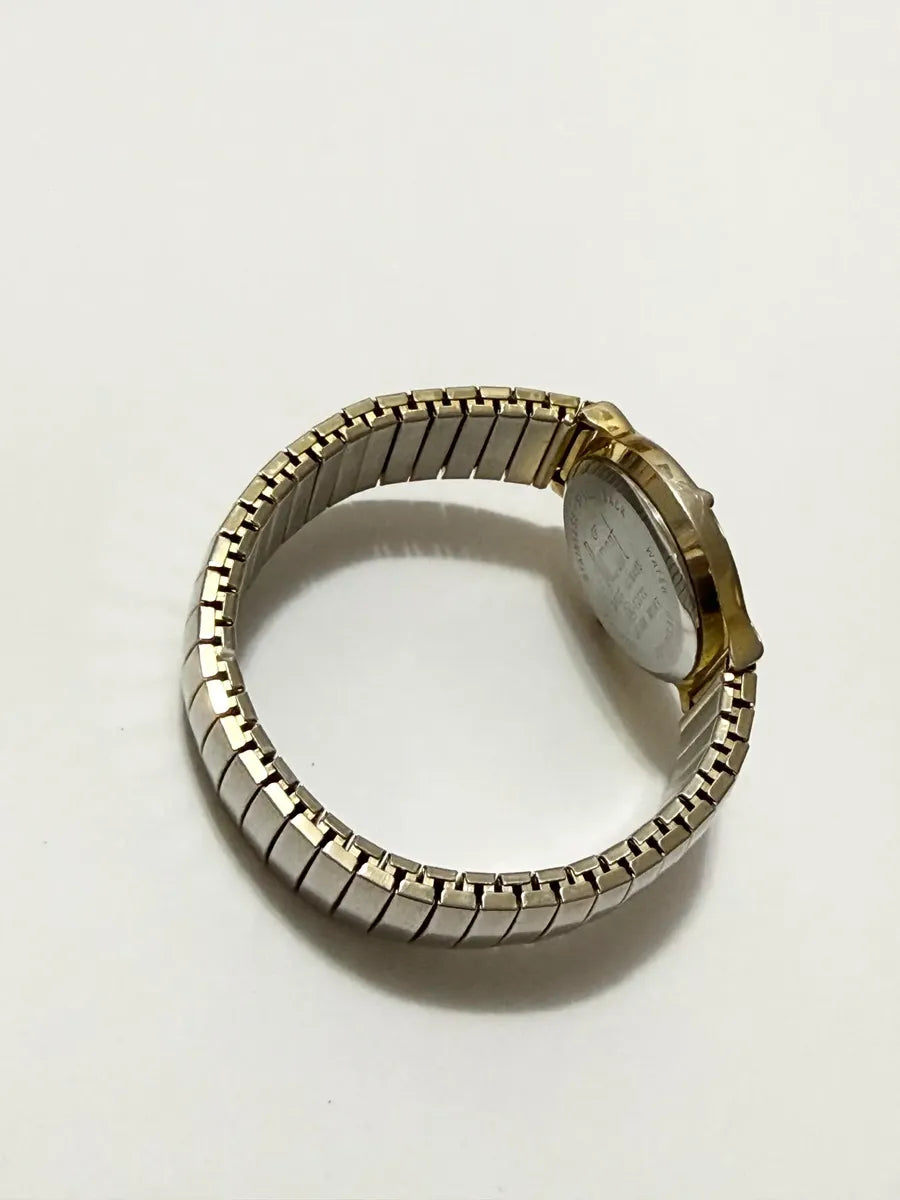 Relógio Antigo Dumont Dourado Japan Movt Pulseira Elastica Prata Dourado Madrepérola