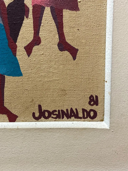 Josinaldo 81 - Quadro Antigo Óleo S/ Tela Cena Nordestina