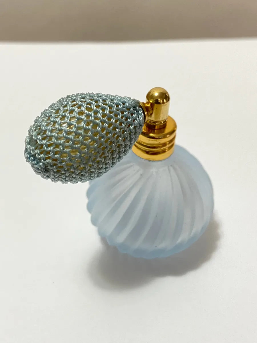 Perfumeiro Antigo Borrifador Em Vidro Fosco Azul