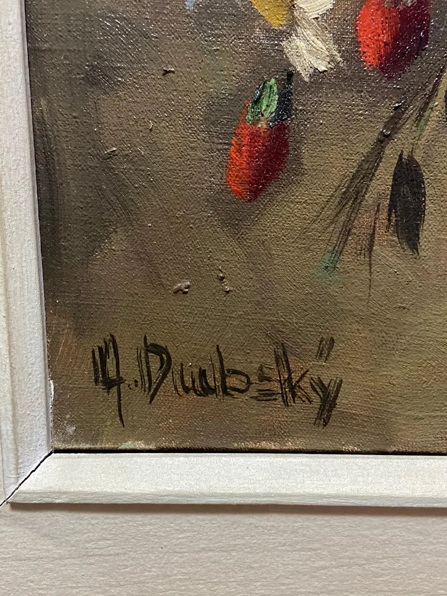 A. Dubsky - Quadro Antigo Óleo S/ Tela Flores