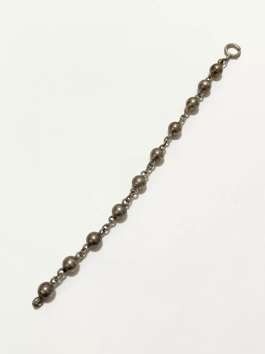 Pulseira Bolinhas Prata Antiga Ajustável