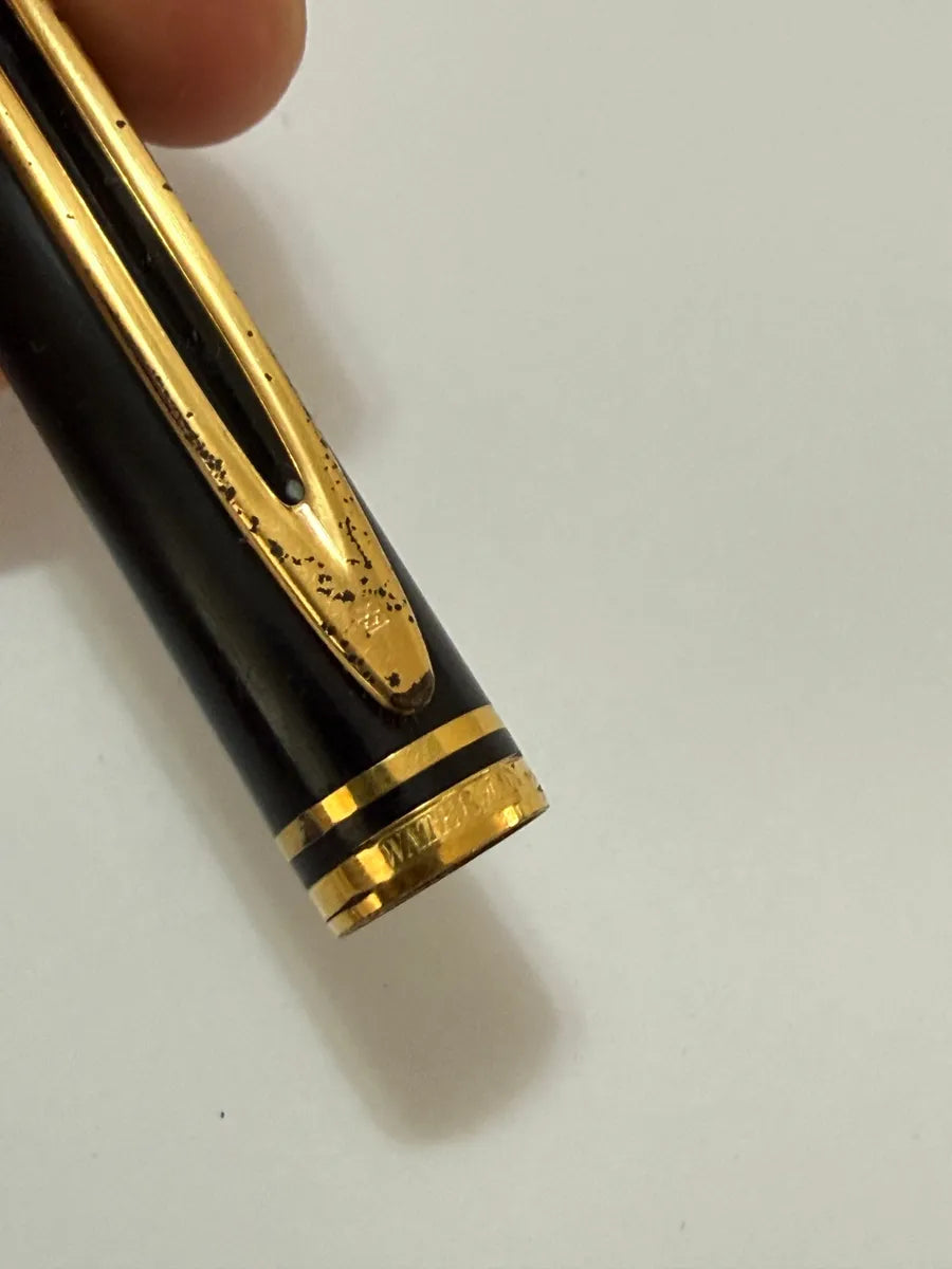 Caneta Antiga Waterman Preta Com Dourado Made In France Preta E Dourada