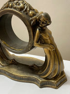 Base Escultura Art Nouveau P/ Relógio De Mesa Antigo Dourado