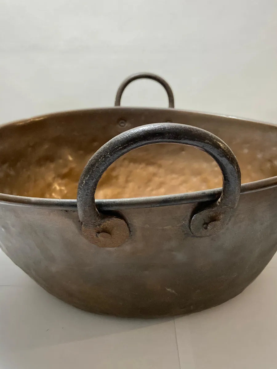 Caldeirão Antigo Em Cobre Com Alças 49cm