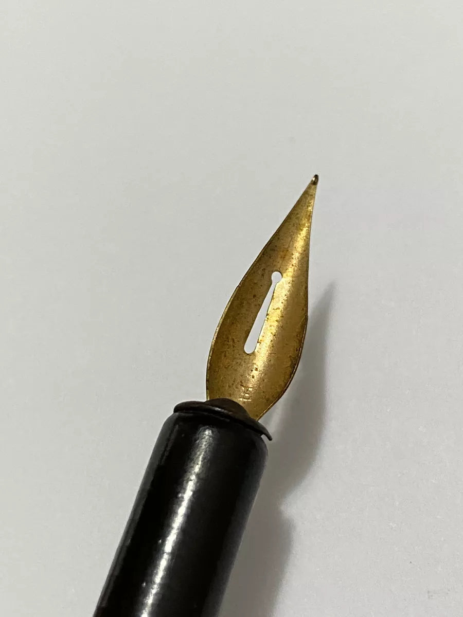 Tinteiro Porta Caneta Antigo Em Bronze + Pena Fritz Johansen