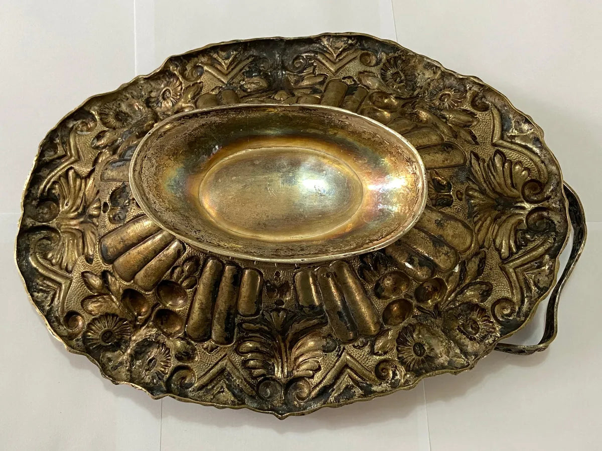 Cesta Fruteira Antiga em Prata portuguesa Contrastada Águia