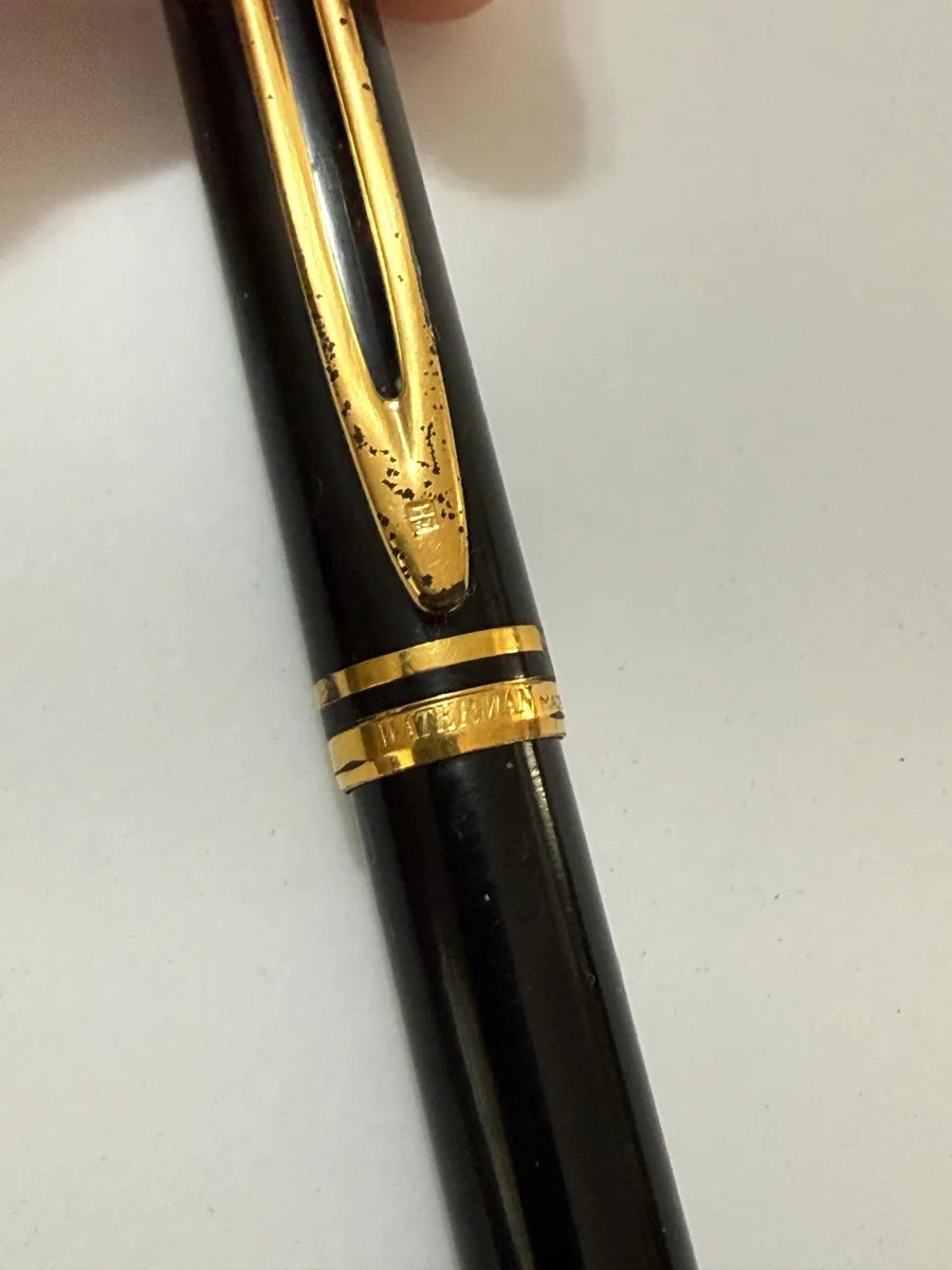 Caneta Antiga Waterman Preta Com Dourado Made In France Preta E Dourada