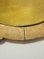 Espelho Antigo Rococó Madeira Entalhada Dourada Oval