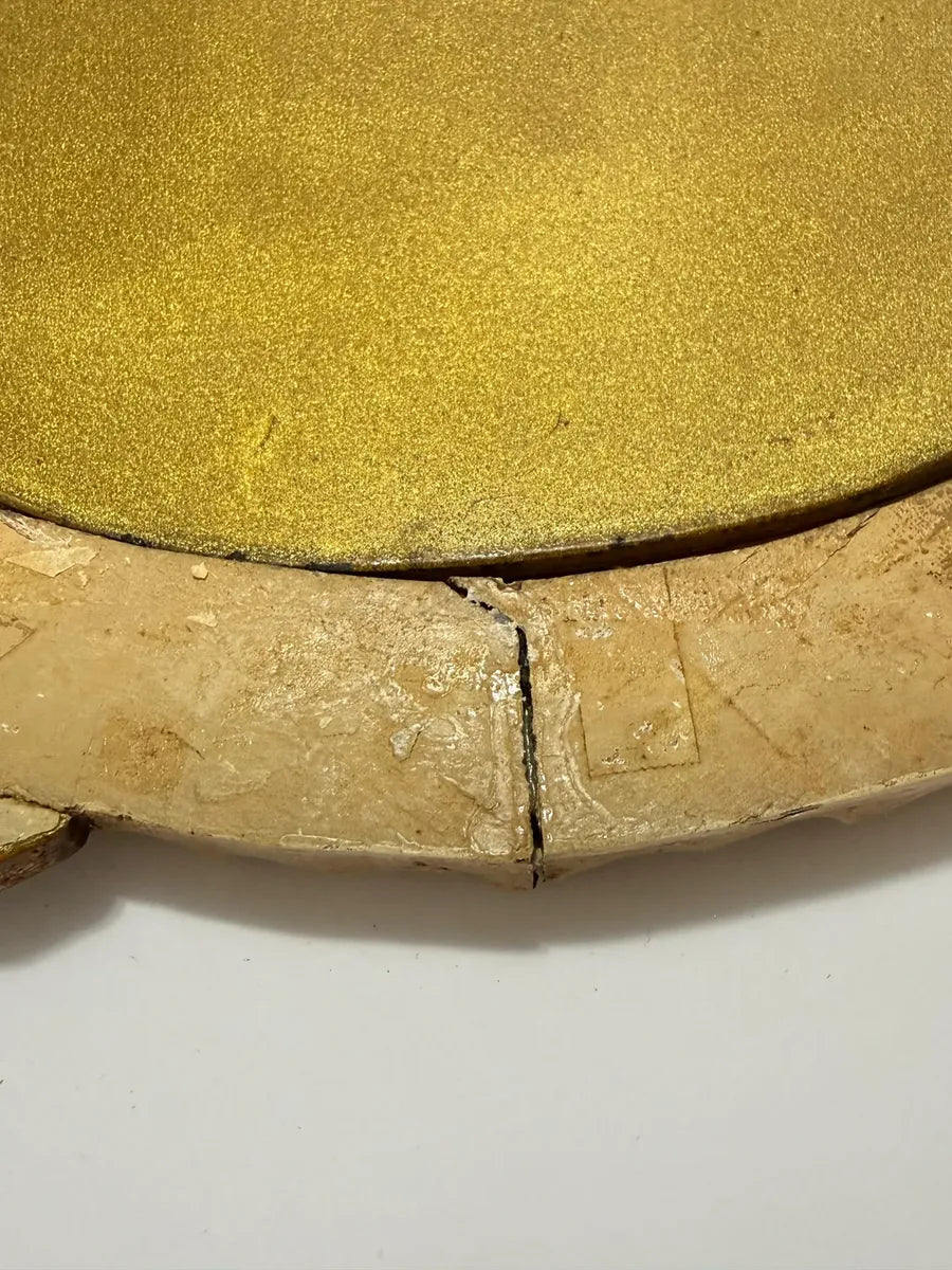 Espelho Antigo Rococó Madeira Entalhada Dourada Oval