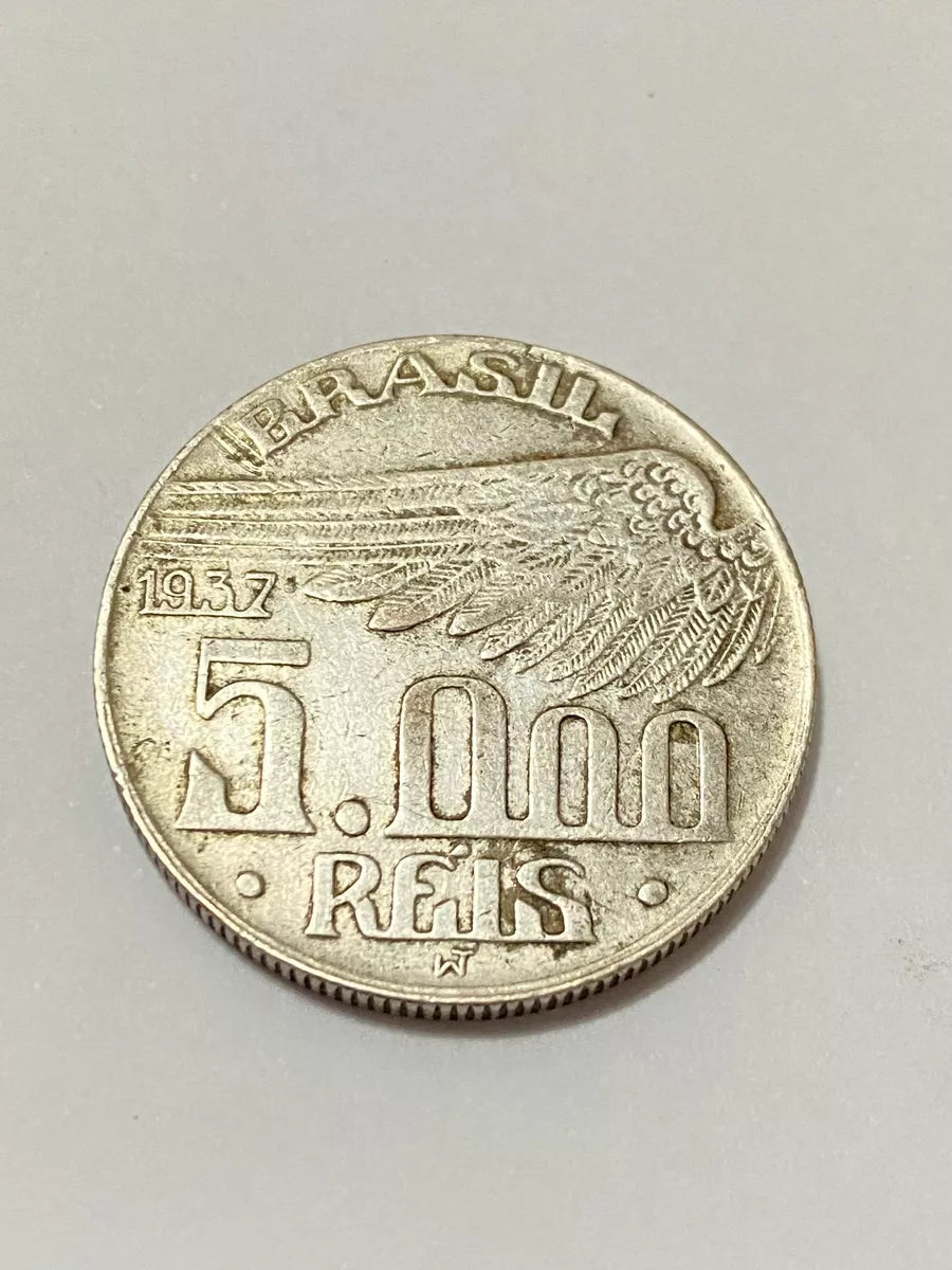 Moeda Antiga de prata 1937 santos dumont 5000 reis