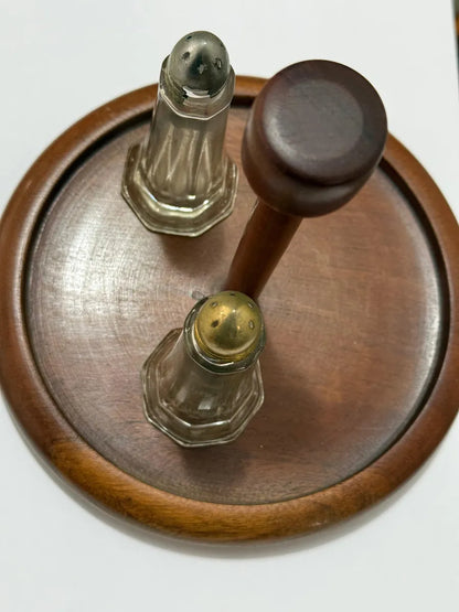 Antigo Porta Temperos Em Madeira Mogno Com Vidros