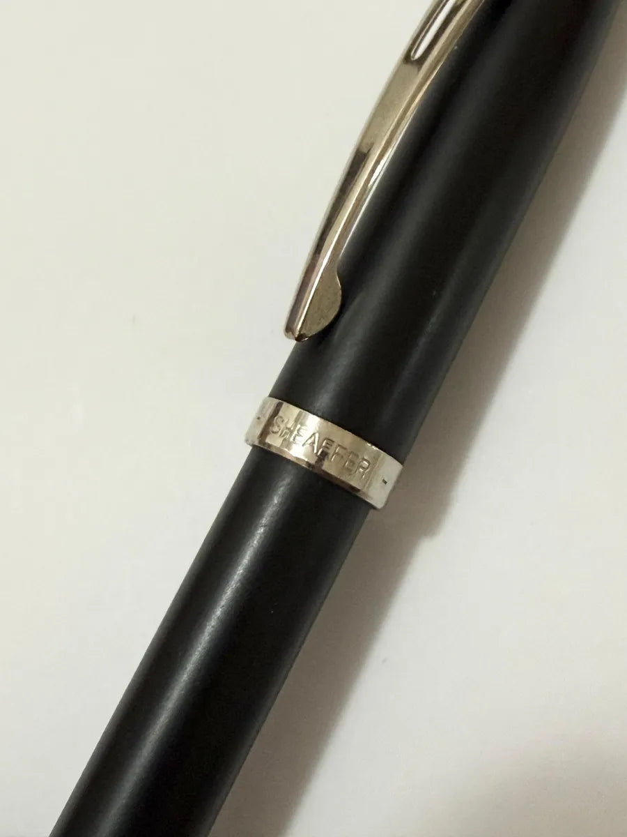 Caneta Antiga Sheaffer Preta Clássica Original Prata