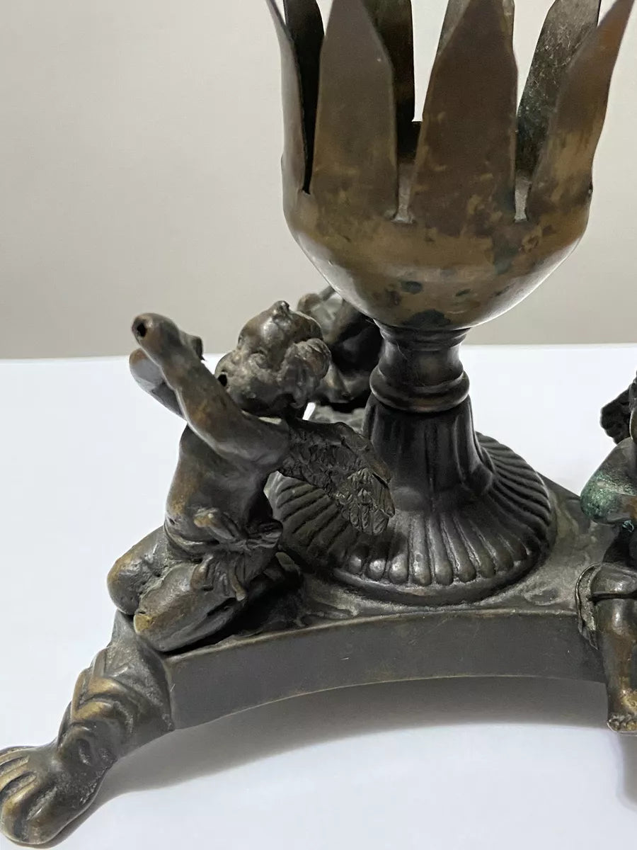 Antiga Luminária Escultura Anjos Músical