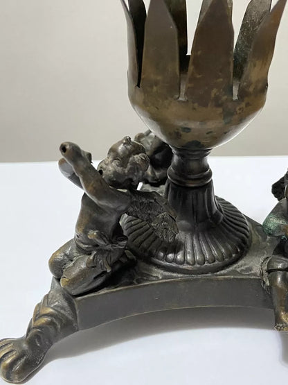 Antiga Luminária Escultura Anjos Músical