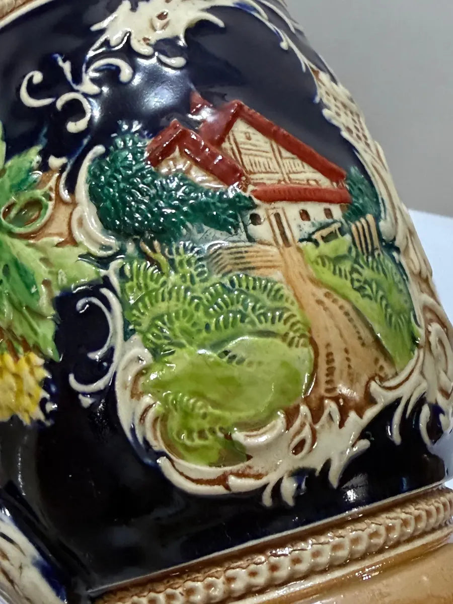 Caneca Alemã Antiga Heidelberg Cerâmica Relevo