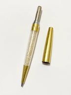 Caneta Swarovski Original Dourada Com Cristais Dourado Preto