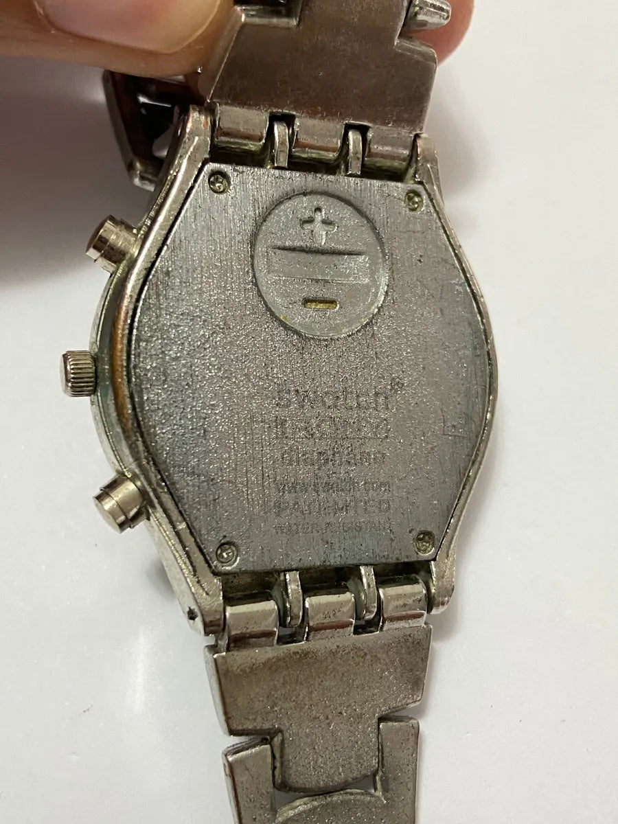 Relógio Swatch Swiss Suiço Antigo Com Cristais Prateado