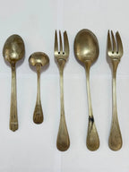 Conjunto Talheres Antigos Metal Prateado 5 Peças