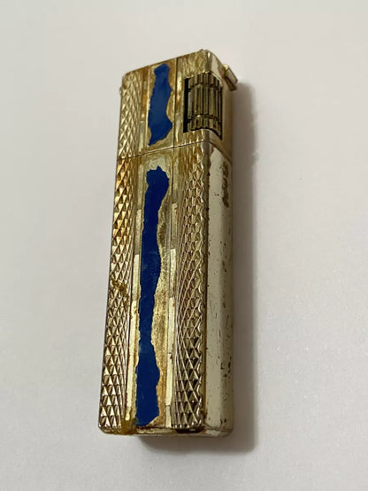 Isqueiro Antigo Azul E Dourado