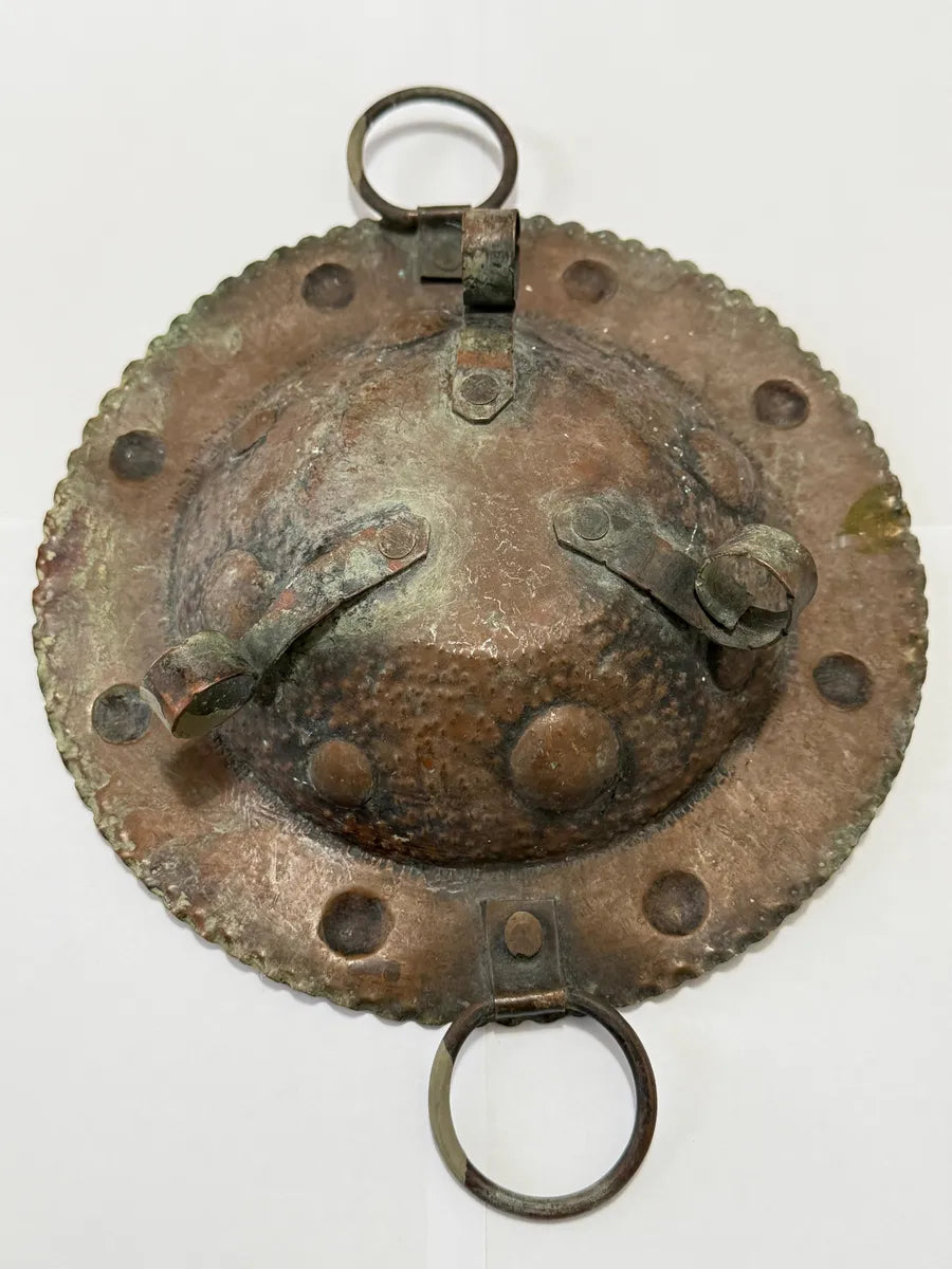 Centro De Mesa Antigo Em Cobre Martelado 23cm