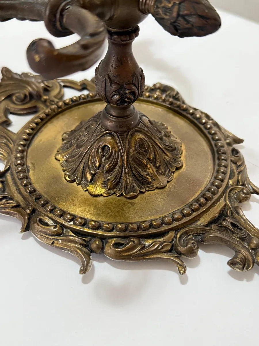 Par De Arandelas De Parede Antigas Bronze 3 Braços Luís XV