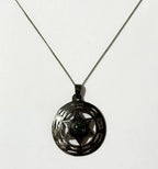 Colar Antigo Prata 925 Israel Estrela De Davi C/ Pedra Verde