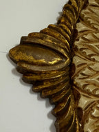 Espelho Antigo Rococó Madeira Entalhada Dourada Oval