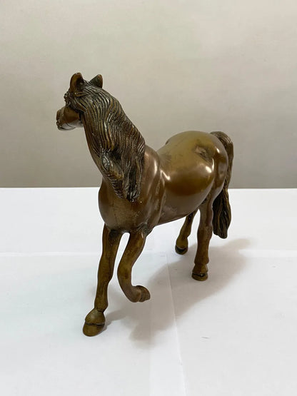 Escultura Antiga Cavalo Em Bronze 1,7kg - 20x18cm